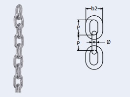 D 766 d  2 L 12x8 A4 rövidszemű lánc BL 200kg