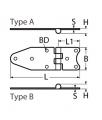 A 8429 B 129x40x2 A2 balos láda zsanér-a