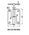 A 8512 A 100x80x3 A2 balos levehető ajtó zsanér-a