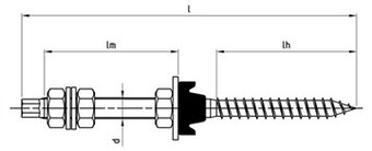 A 8215 M  12 x 300 LM=150 mm LH=100 mm A2 mosdócsavar SW9 vég 125, 934, EPDM-a