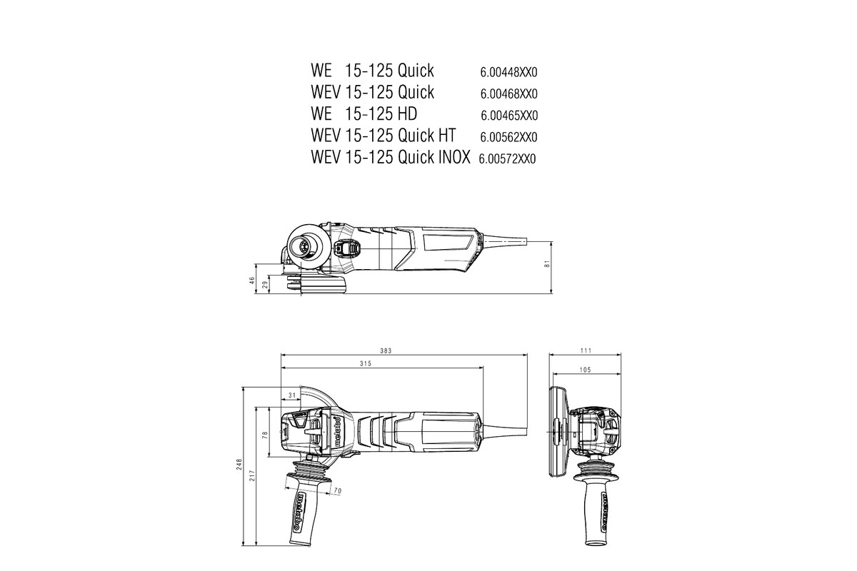600468500 Sarokcsiszoló WEV 15-125 QUICK (Műanyag hordtáskával)-a