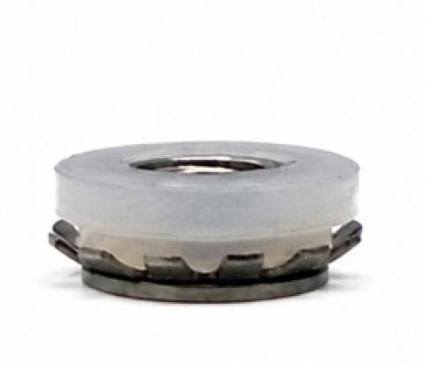Kőbe préselhető menetes betét M 6 AISI303 + PA6 min.8 mm anyagvastagsághoz