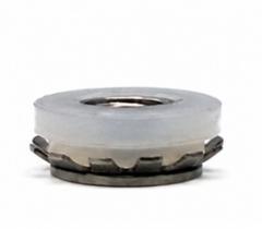 Kőbe préselhető menetes betét M 6 AISI303 + PA6 min.8 mm anyagvastagsághoz