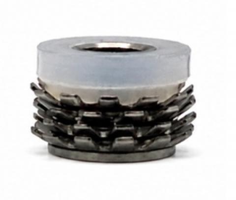 Kőbe préselhető menetes betét M 6 AISI303 + PA6 min.11 mm anyagvastagsághoz